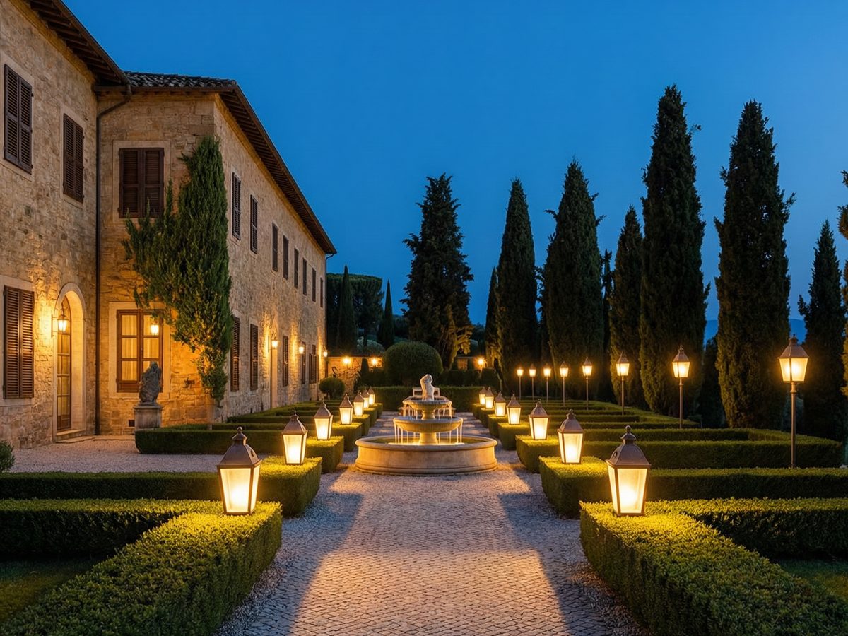 Il vialetto del giardino all'imbrunire